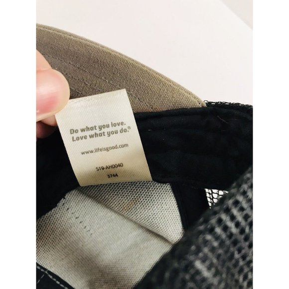 Life Is Good Keep It Simple Patch Gray Black Mesh Distressed Snapback Hat - Picture 8 of 8